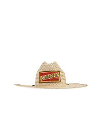 DSquared² Metallic Straw Hat With Patch for men