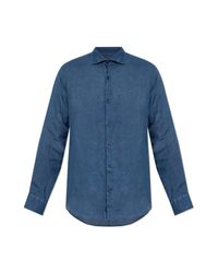 Paul & Shark Blue Linen Shirt for men
