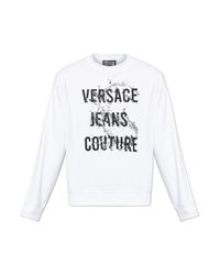Versace Jeans Couture White Sweatshirt With Printed Logo for men