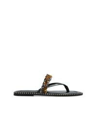 Dries Van Noten Green Leather Slides
