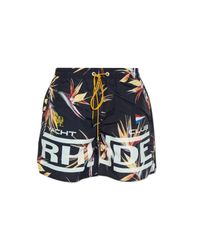 Rhude Blue Swim Shorts With Print for men