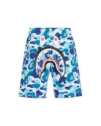 A Bathing Ape Blue Printed Shorts for men