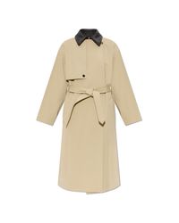 Bottega Veneta Natural Trench Coat With Leather Collar