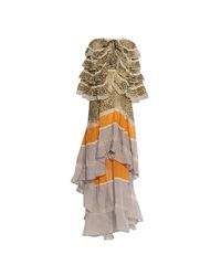Etro White Asymmetric Dress With Ruffles