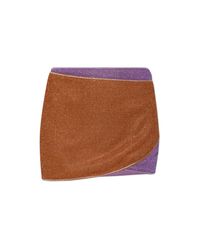 Oseree Brown Short Skirt With Lurex Thread