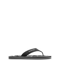 Balenciaga Black Flip-Flops With Logo for men