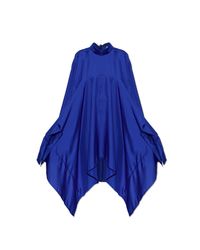 Lanvin Blue Asymmetric Top With Crinkled Effect