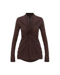 Rick Owens Brown Top With A Decorative Neckline