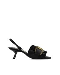 Versace Jeans Couture Black Satin Heeled Sandals
