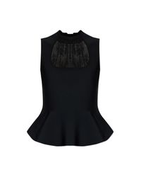 Alexander McQueen Black Top With A Stand-Up Collar