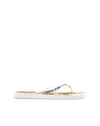 Versace Jeans Couture White Rubber Flip-Flops With Logo