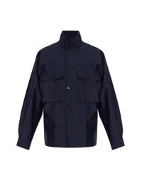Bottega Veneta Blue Cotton Shirt With A Stand-Up Collar for men
