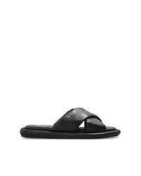 Bogner Black Leather Slides "Portofino" for men