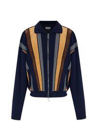Versace Blue Cardigan With Leather Inserts for men