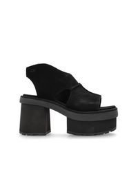 Ugg Black Heeled Sandals W New Heights Plaform T-Strap