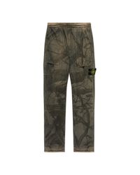 Stone Island Green Straight-Leg Trousers With Logo Patch for men