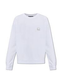Dolce & Gabbana White Sweatshirt With Logo Patch for men