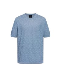Giorgio Armani Blue Crew Neck T-Shirt for men