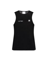 Courreges Black Sleeveless Perforated Top for men