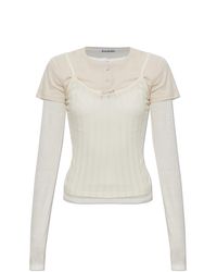 Acne White Cotton Long-Sleeve Top