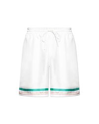 Casablanca White Silk Shorts With Print for men