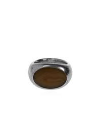 Dries Van Noten Metallic Brass Signet Ring With Stone for men