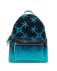 MCM Blue Backpack With Monogram for men