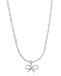 Self-Portrait White Necklace With Shimmering Crystals