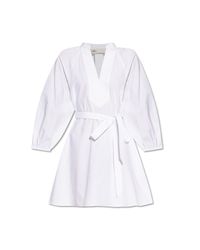 Tory Burch White Dress With A V-Neckline