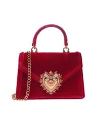 Dolce & Gabbana Red 'devotion' Velvet Shoulder Bag