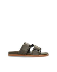 Moncler Green Leather Slides for men