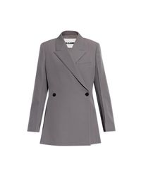 Jil Sander Gray Double-Breasted Blazer With Side Vents