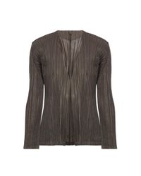 Pleats Please Issey Miyake Gray Pleated Cardigan
