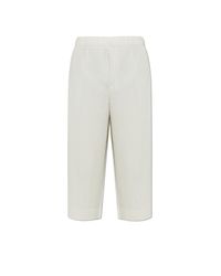 Homme Plissé Issey Miyake White Pleated Trousers for men