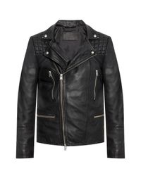 AllSaints Black 'catch' Biker Jacket for men