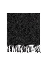 Etro Black Wool Scarf With Fringes for men