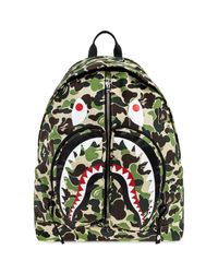 A Bathing Ape Green Backpack With Camo Motif for men
