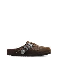 Etro Brown X Birkenstock Embroidered Suede Mules for men