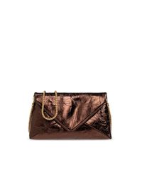Dries Van Noten Brown Leather Bag With Metallic Finish