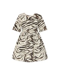 Ganni White Denim Dress With Animal Print