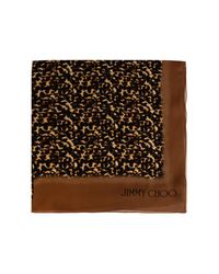 Jimmy Choo Black Silk Scarf With Animal Motif