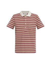 A.P.C. Red Striped Pattern Polo