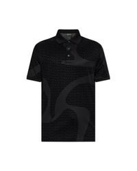 Emporio Armani Black Monogram Polo Shirt for men