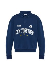 Carne Bollente Blue Long-Sleeve Polo for men