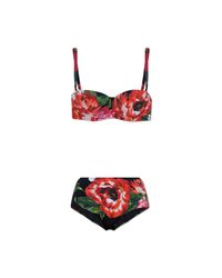 Dolce & Gabbana White Two-Piece Swimsuit With Floral Motif