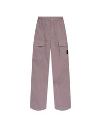 Stone Island Purple 'Cargo' Trousers With Logo Patch for men