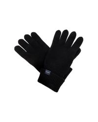 Woolrich Black Wool Gloves With Sewn-On Logo for men