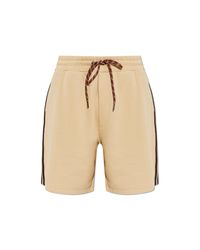 Moncler Natural Shorts With Logo Patch for men