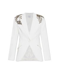McQueen White Blazer With Shimmering Appliqués