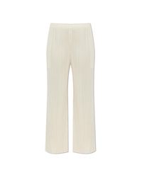 Pleats Please Issey Miyake White Pleated Trousers